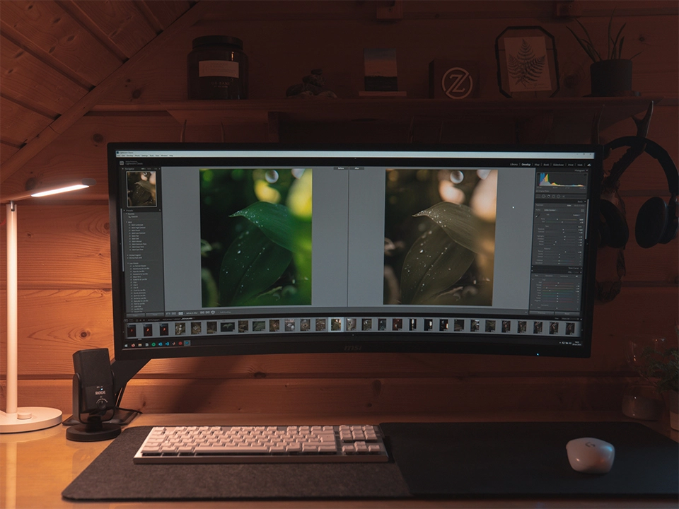 desk setup for photo editing